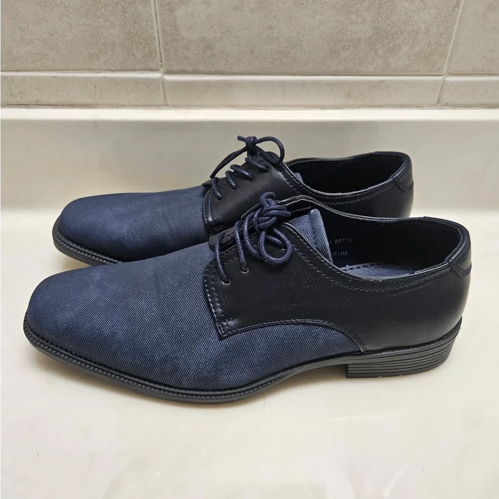 Dream Seek Classic Dress Shoes Men’s 7.5 Navy Lace-Up Black Lace Area